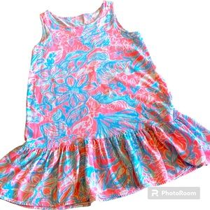 Lilly Pulitzer Bright Pink and Blue Knit Dress Size M (6-7)